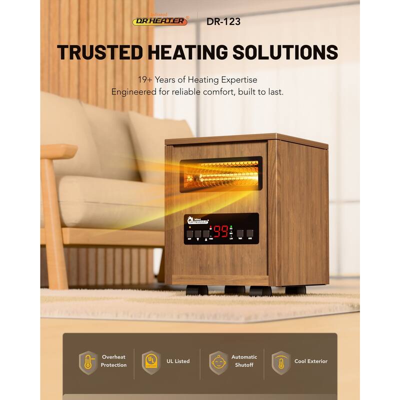 Indoor Infrared Space Heater With Remote Control, 1500W, Coffee
