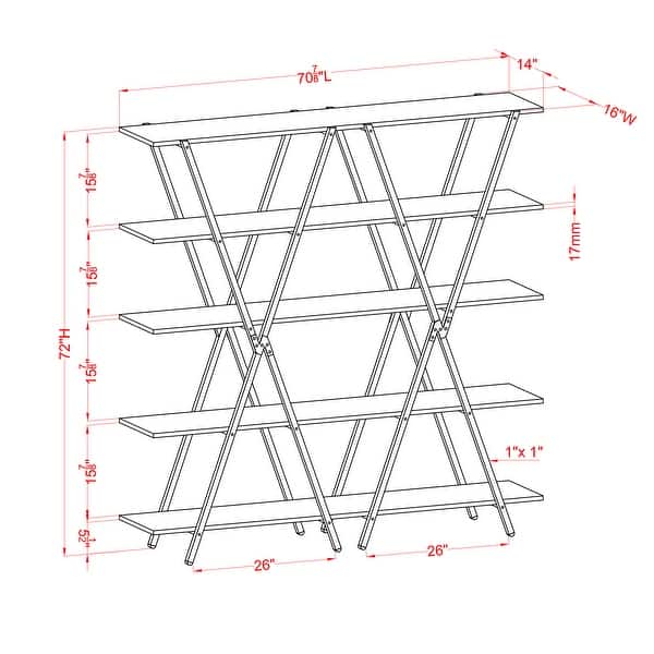 Leighton Industrial Oak and Gun Metal 5-Shelf Bookcase by Furniture of America