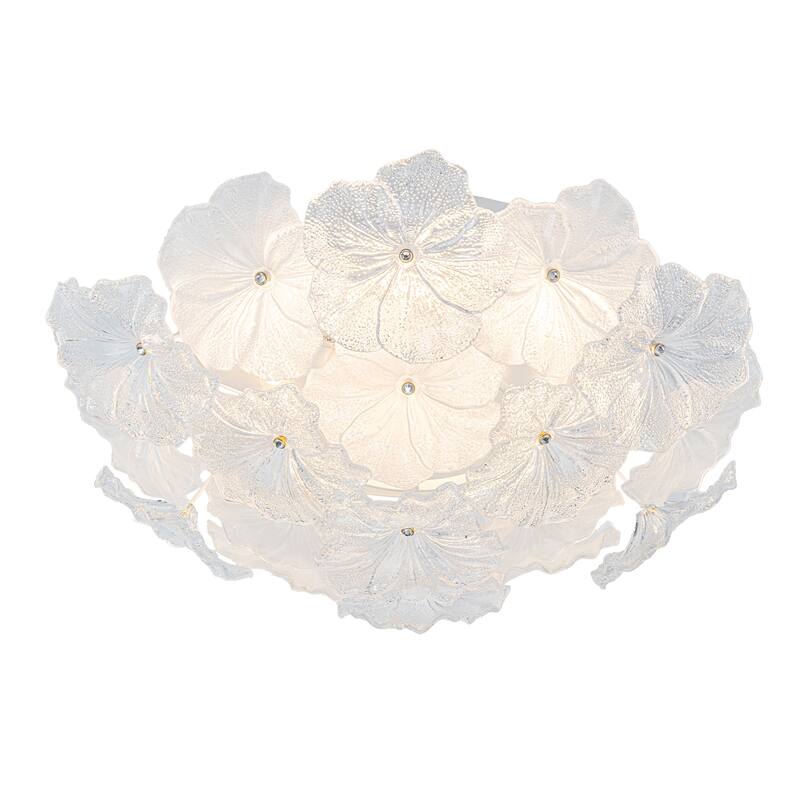 LED Flush Mount Ceiling Light with Clear and Frosted Glass Petal Design