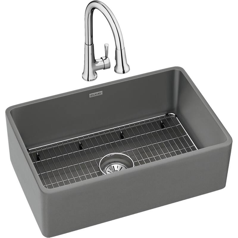 Elkay Fireclay 30" x 19-15/16" x 9-1/8", Single Bowl Farmhouse Sink