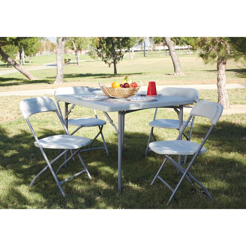 Office Star 5-piece Folding Table and Chair Set - Grey