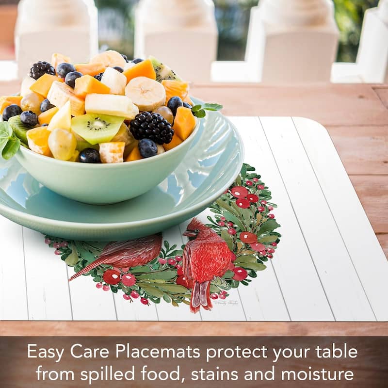 Country Christmas 4 Pack Reversible Easy Care Flexible Plastic Placemats Made in The USA BPA Free Easily Wipes Clean