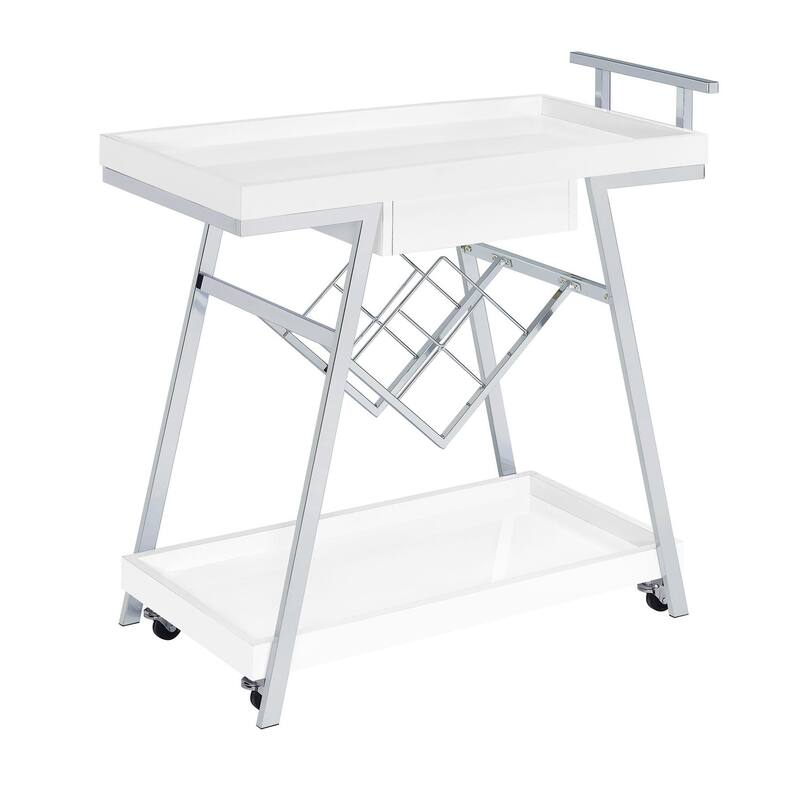 Stremler 2-tier Bar Cart with Storage Drawer