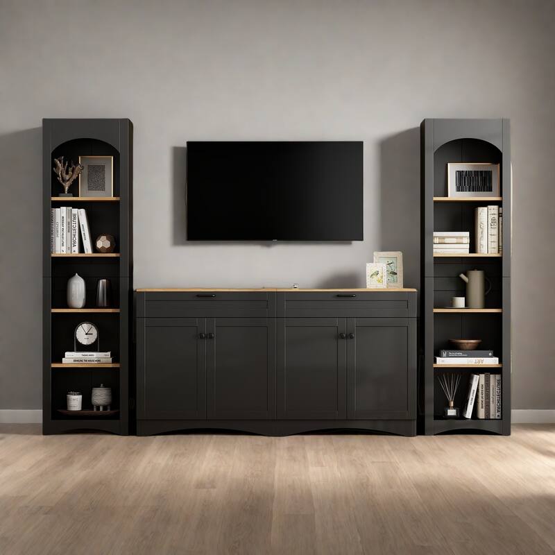 102.3" Display Units - 3-Piece Configurable Set with 6 Adjustable Shelves and Anti-Tip Safety - Black
