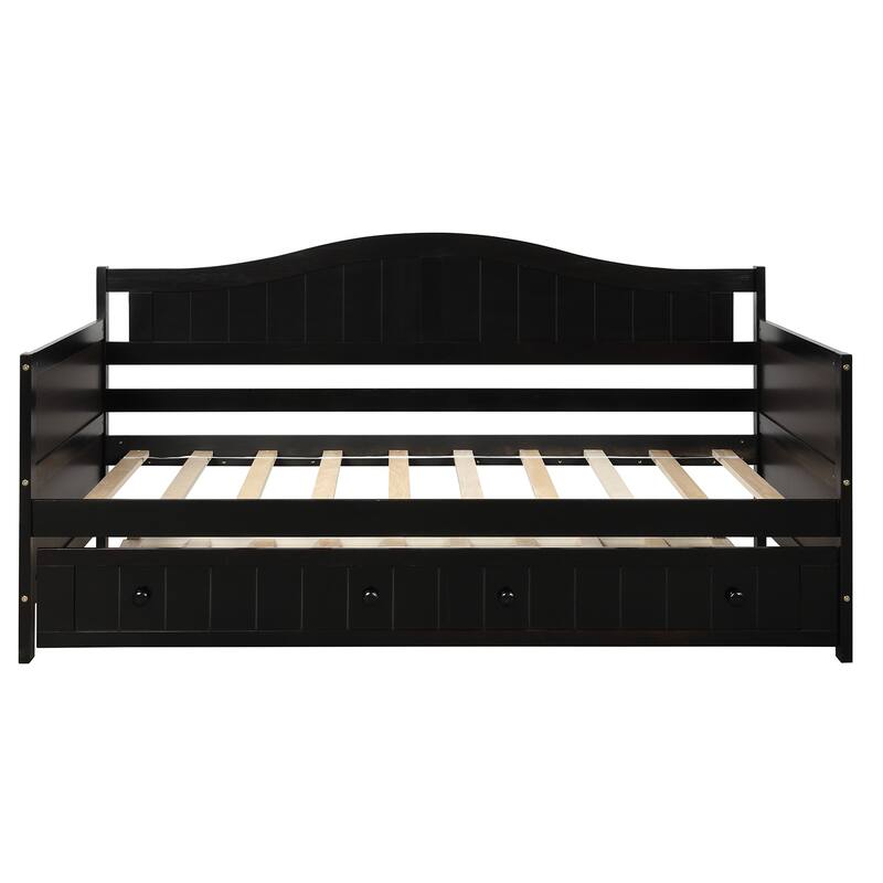 Twin Size Daybed with Trundle, Solid Wood Frame, Space-Saving Design