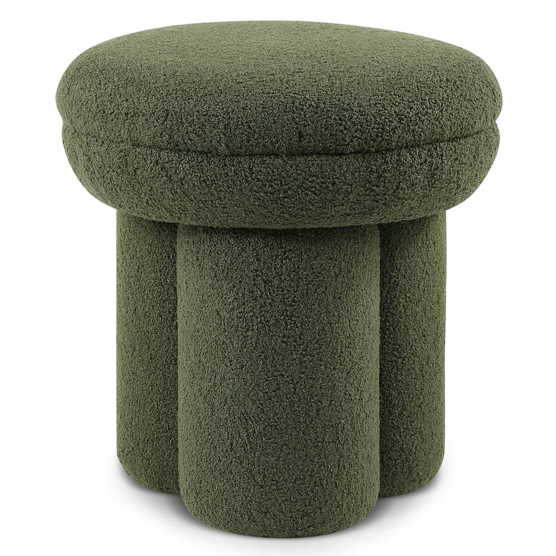 24/7 Shop At Home Modern Boucle Upholstered Ottoman with Tri-Pillar Pedestal - Green