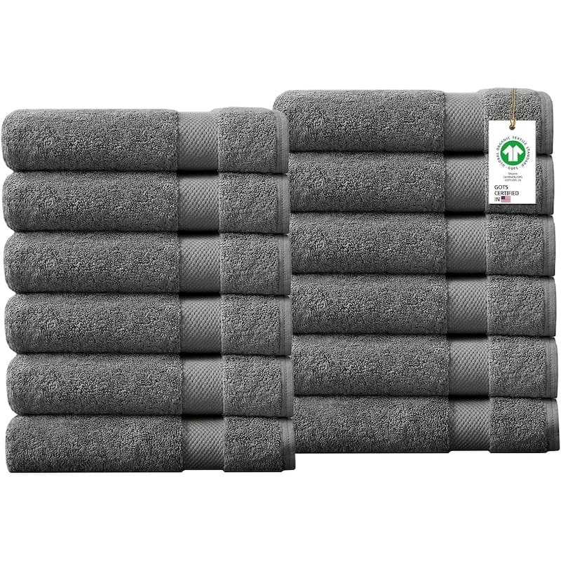 Delara Organic Cotton Feather Touch Quick Dry 650 GSM Hand Towel, 20"X30"