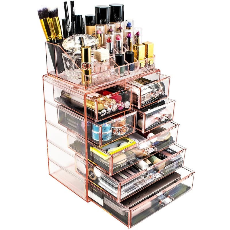 Sorbus Acrylic Cosmetic Makeup and Jewelry Storage Case Display - 3 Large, 4 Small Drawers