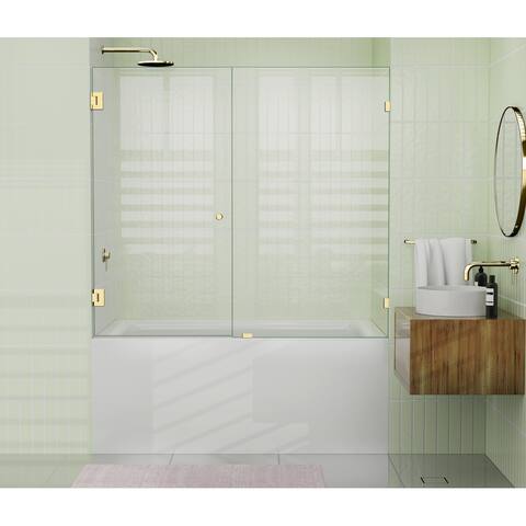 Glass Warehouse 58.25" x 59.5" Frameless Shower Bath Door - Wall Hinge