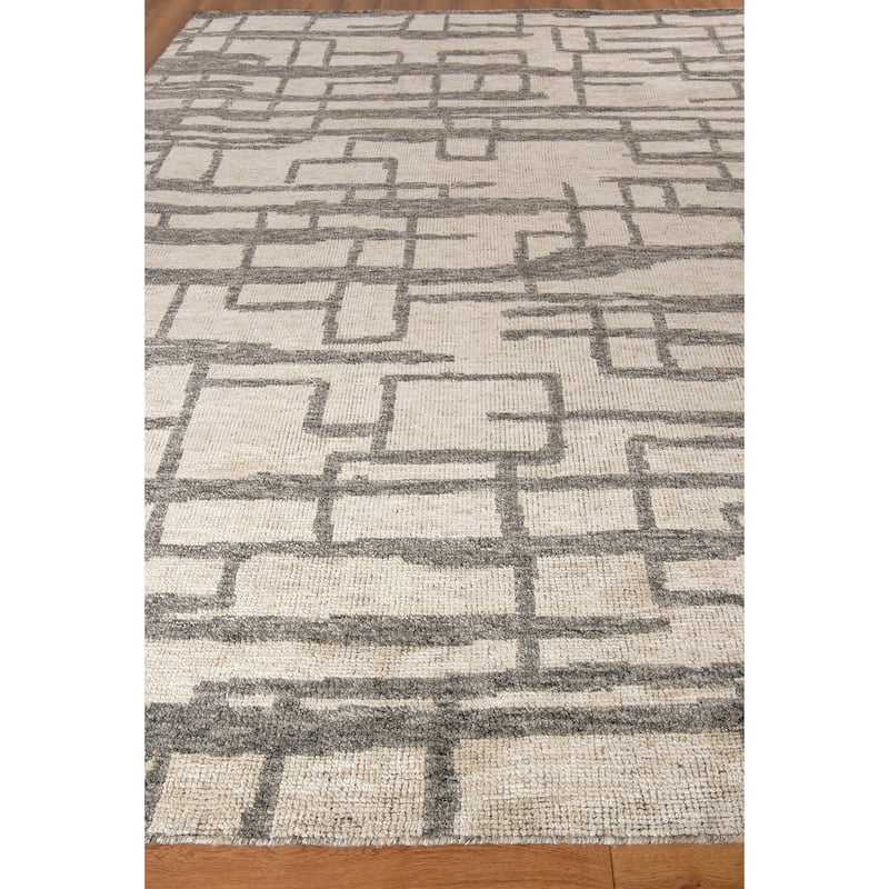 EXQUISITE RUGS Aldridge Hand-knotted Wool/Bamboo Silk Silver/Grey Area Rug.