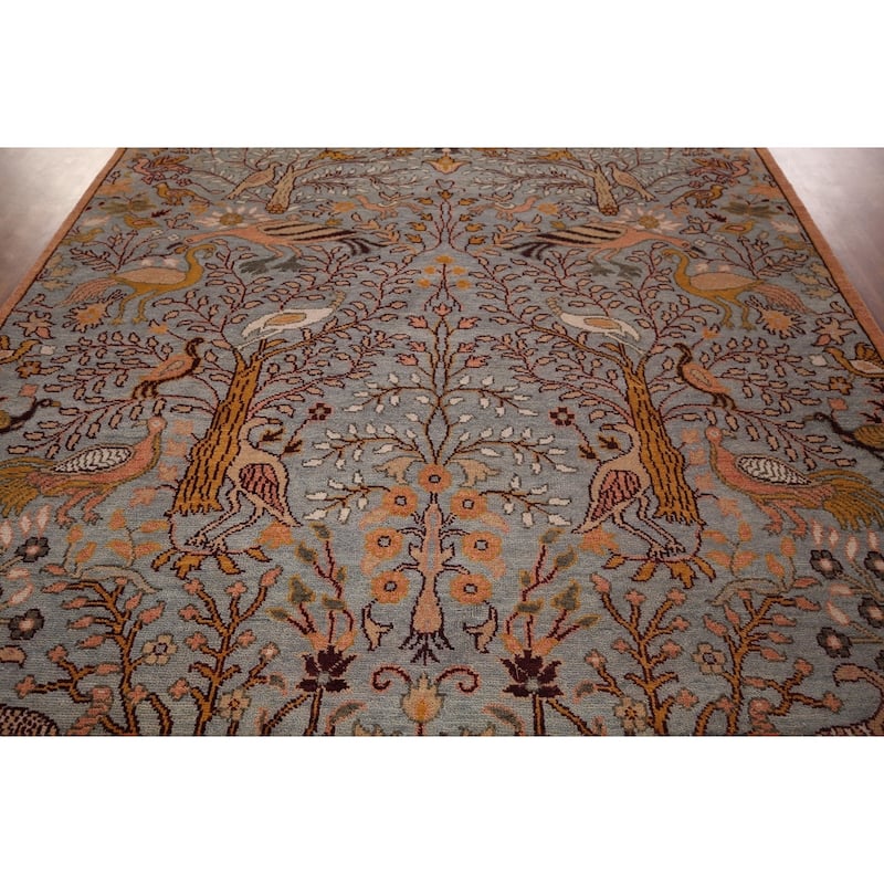 Animals Design Gray Ziegler Oriental Area Rug Handmade Wool Carpet - 7'9"x 9'9"