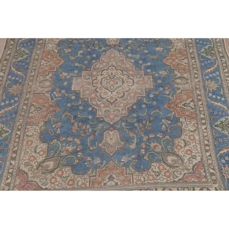 Floral Tabriz Persian Vintage Rug Handmade Living Room Wool Carpet - 8'1"x 11'3"