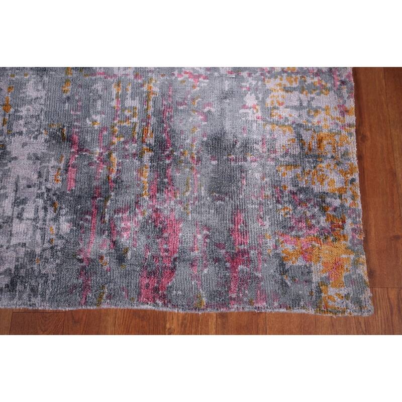 Multicolor Abstract Modern Area Rug Handmade Wool Carpet - 5'8"x 7'9"