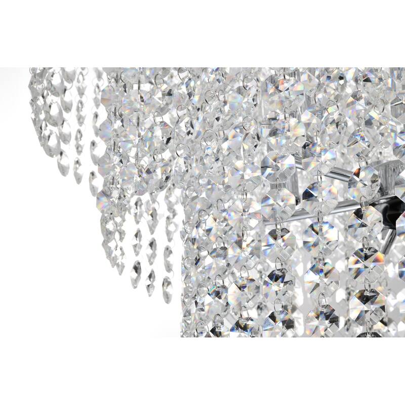 Chrome Finish 6-Light Glam Chandelier with Tier Cascading Crystals