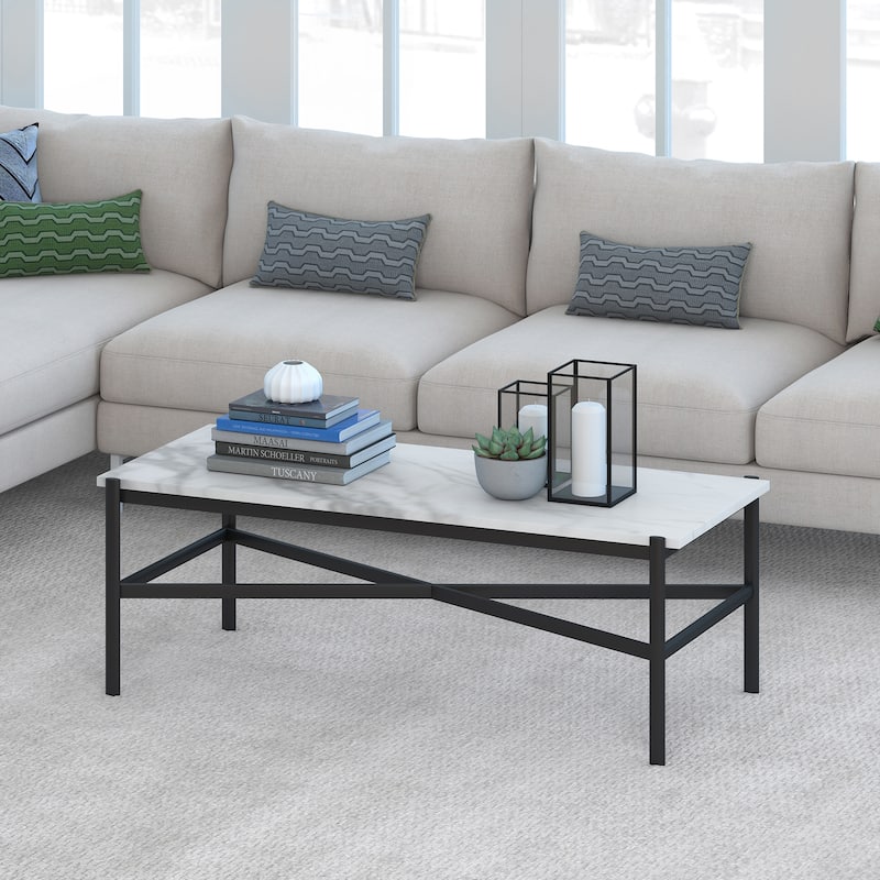 Silver Orchid Nestor Blackened Bronze Marble Coffee Table - Blackened Bronze