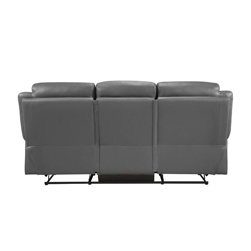 Conia Manual Double Recliner Sofa, Dark Gray Top Grain Leather 87 Inch