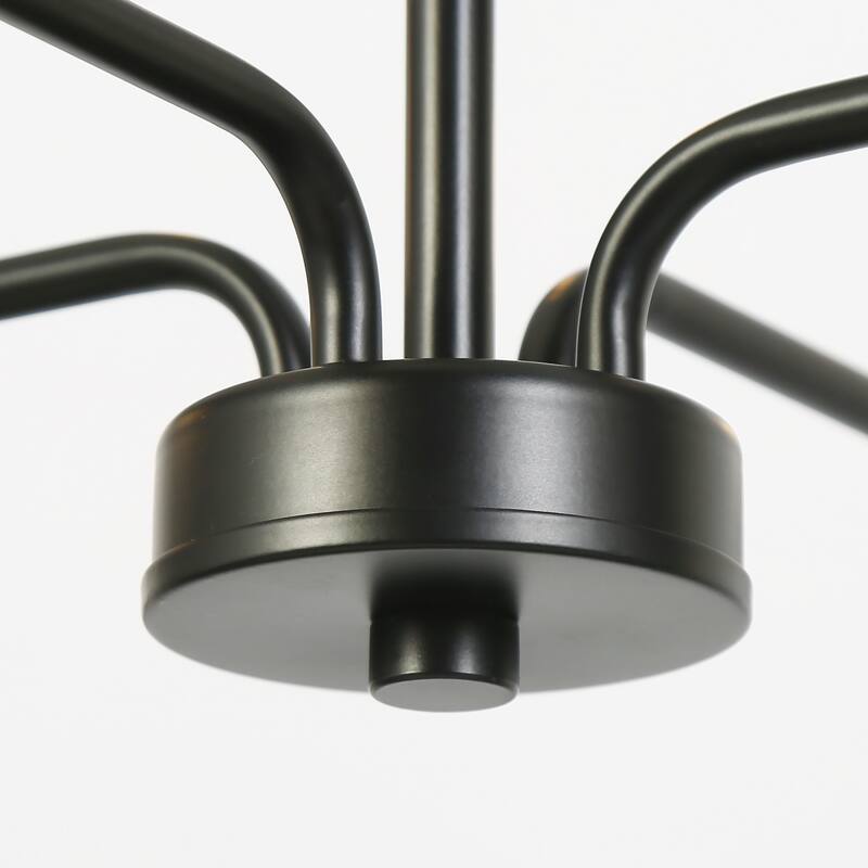 Modern 8-Light Black Gold Chandelier Clear Glass 3-Tier Cylinder Ceiling Lights for Dining Living Foyer - D 37" x H 21"