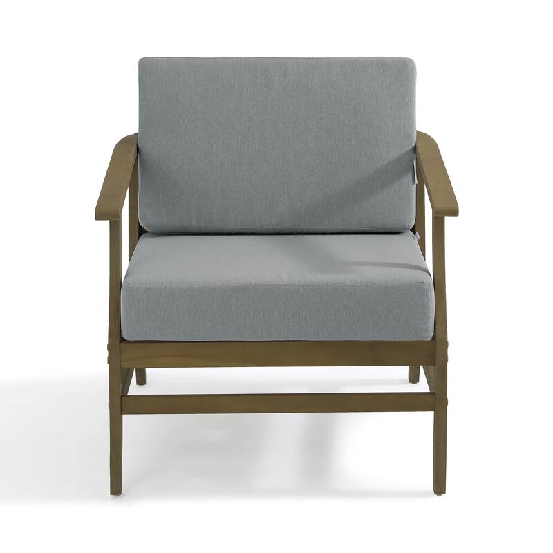 2 Set Patio Teak Wood Outdoor Chair with Cushions