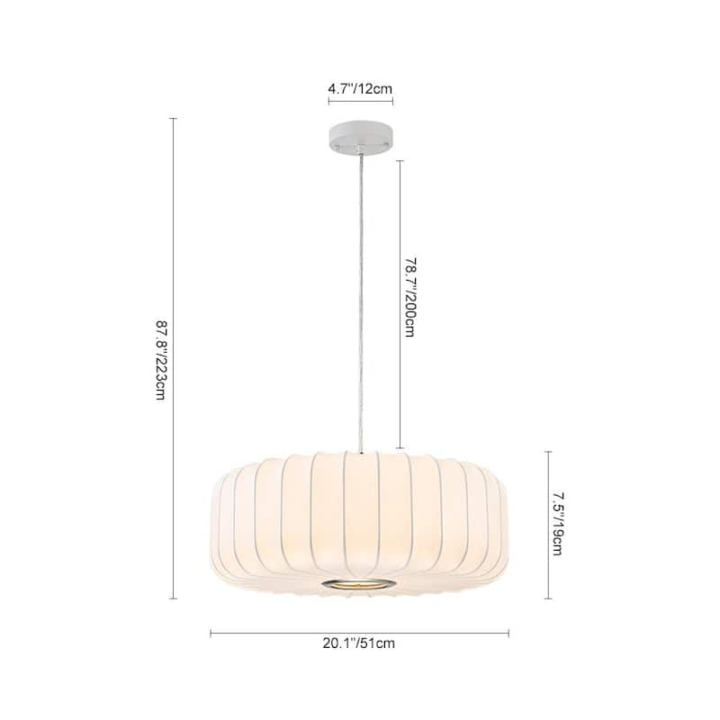 Dimmable Drum 1-Light Hanging Dining Pendant with Silk Shade - 20.1 in