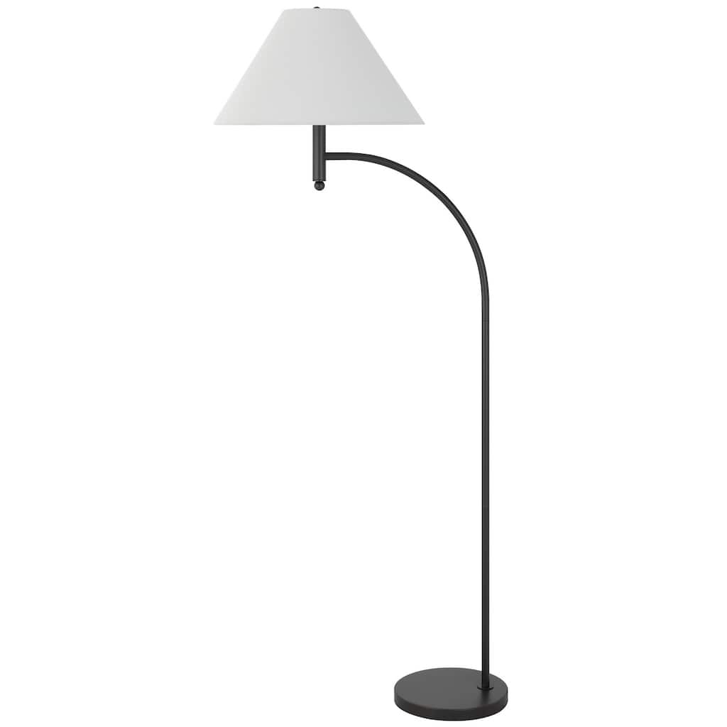 150W 3 way Groton metal mini arc floor lamp with hardback fabric shade - One Size