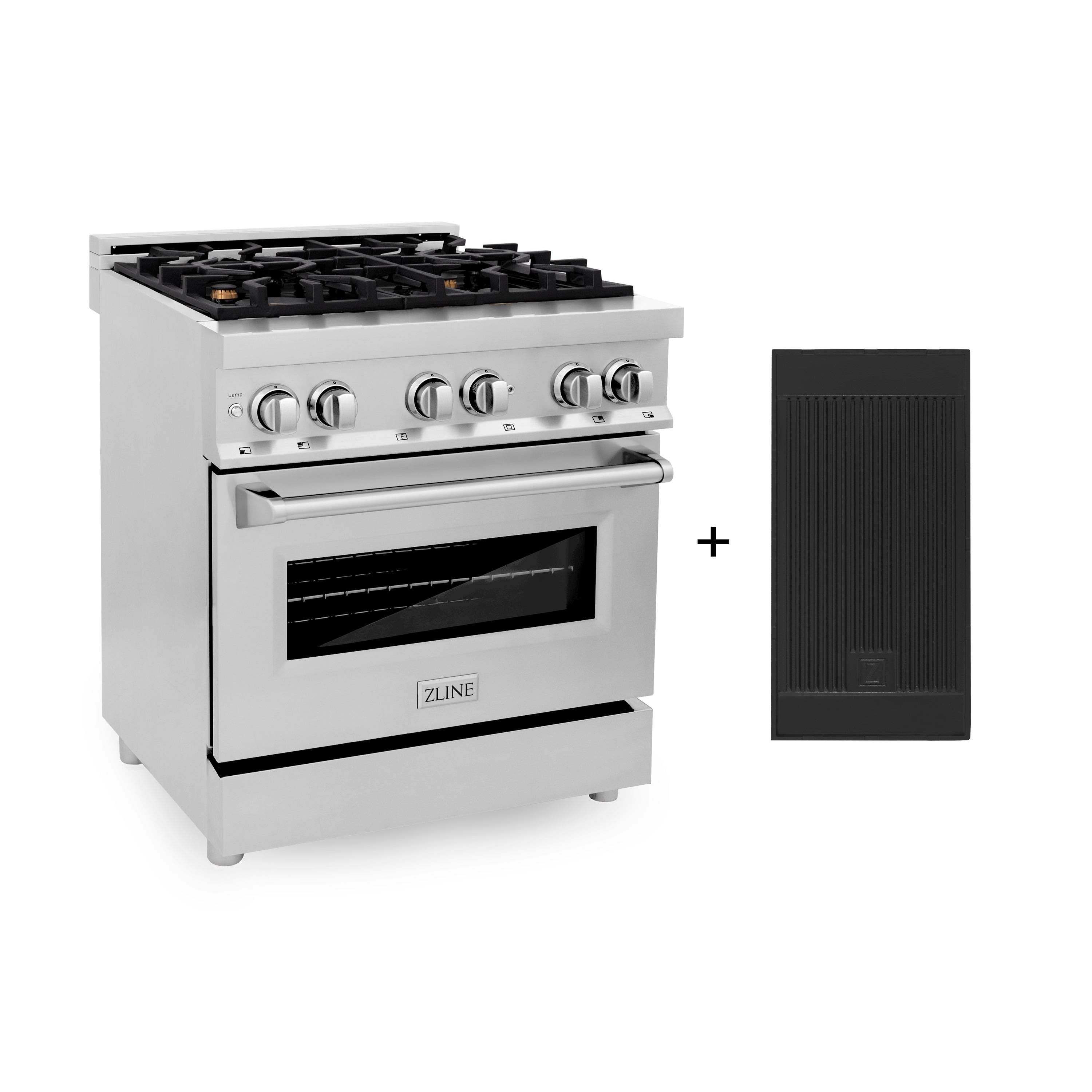 Zline Kitchen and Bath 30" 4.0 cu. ft. Electric Oven and Gas Cooktop Dual Fuel Range with Griddle in Stainless Steel