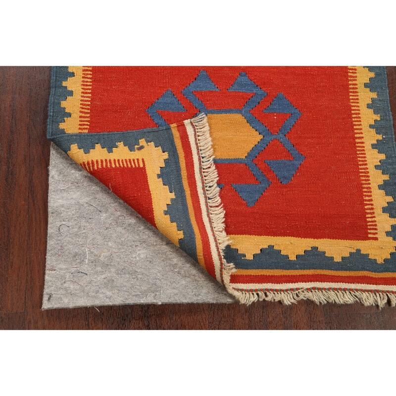 Tribal Kilim Shiraz Persian Wool Area Rug Flat-weave Bedroom Carpet - 2'8" x 4'6"