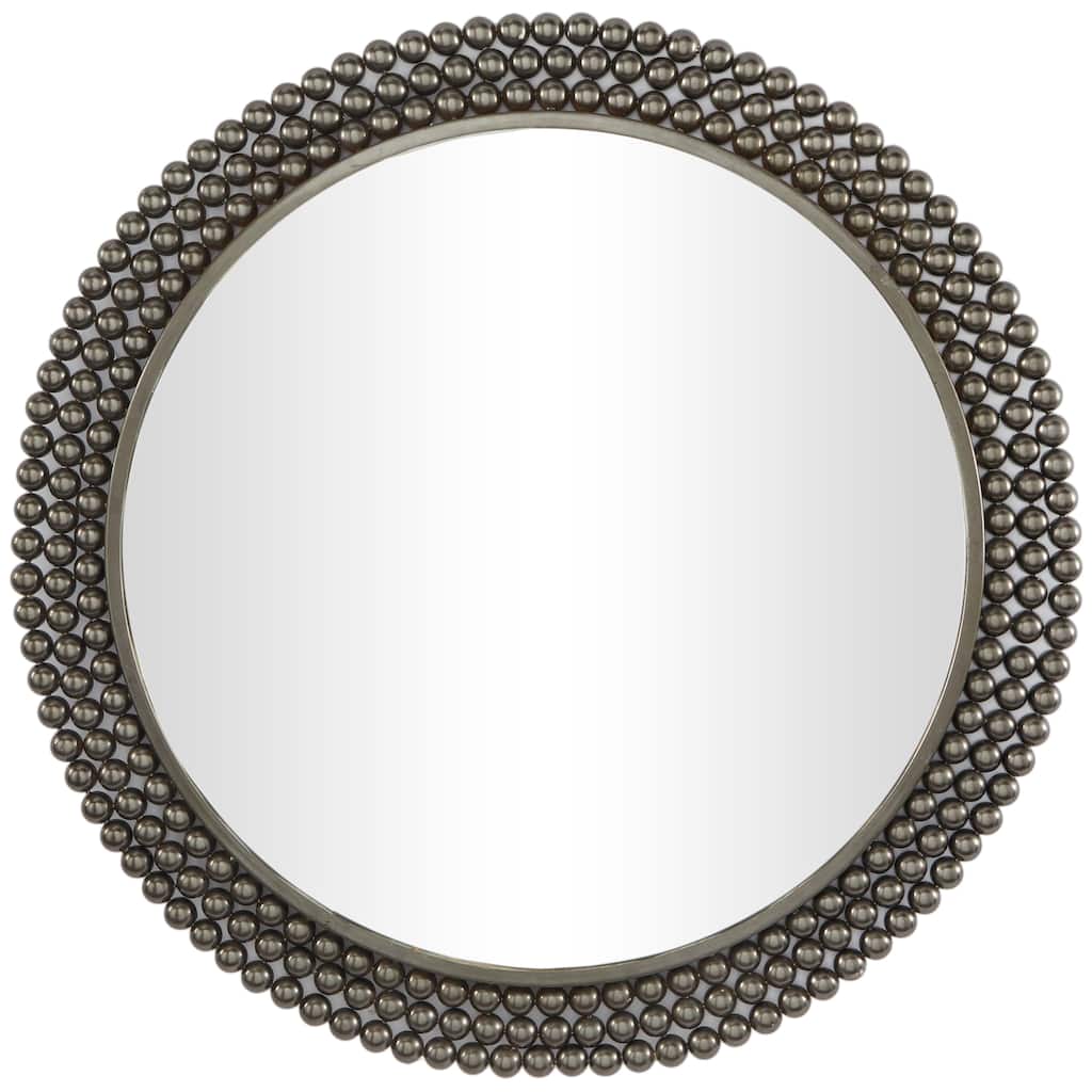 Metal Wall Mirror with Beaded Detailing - Black or Brass - CosmoLiving by Cosmopolitan