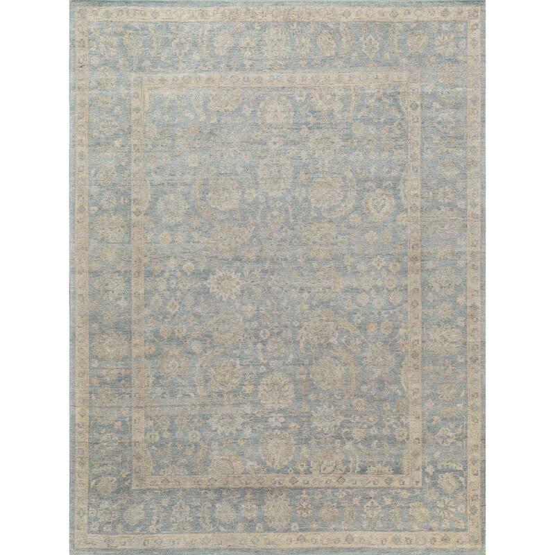 EXQUISITE RUGS Harper Hand-knotted New Zealand Wool Blue/Beige Area Rug.