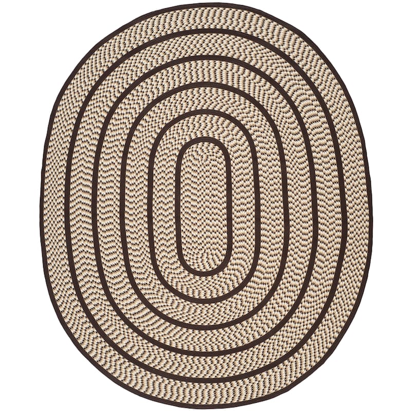 SAFAVIEH, Handmade Braided Jinela Country Rug - 8' x 10' Oval - Ivory/Dark Brown