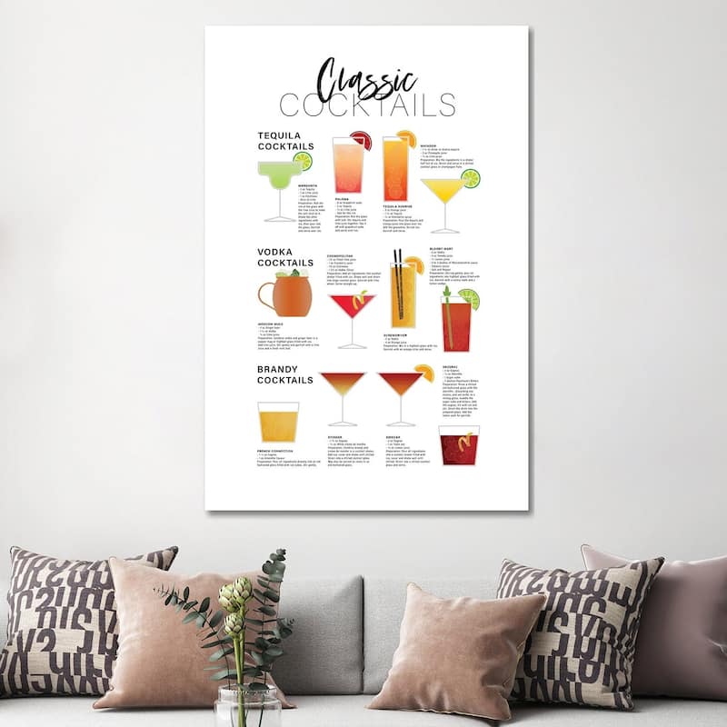 iCanvas "Classic Cocktails - Tequila Brandy Vodka" by Alchera Design Posters Canvas Print
