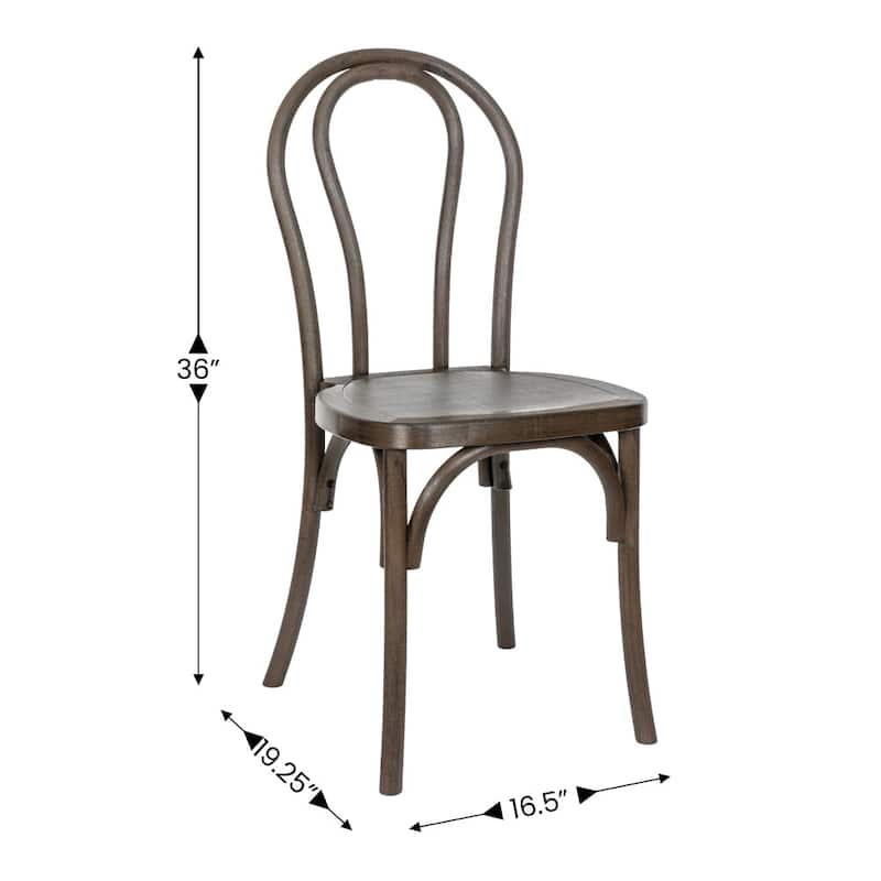 2PK Indoor/Outdoor Commercial Grade Wood Look Resin Thonet Style Chair - 16.5"W x 19.25"D x 36"H