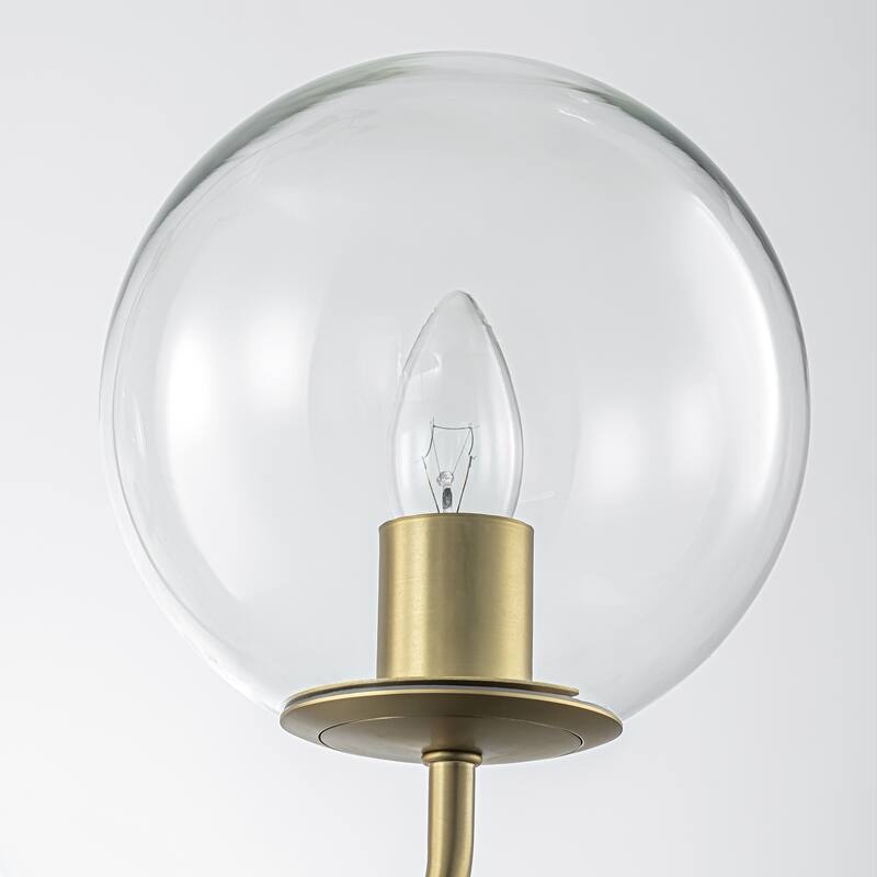3-Light Modern Vintage Brushed Gold Linear Clear Glass Globe Bubble Pendant Light for Dining Room