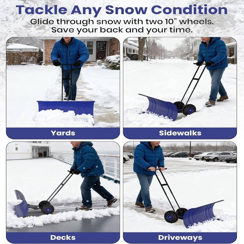 29-Inch Heavy-Duty Steel Snow Shovel Double Pole