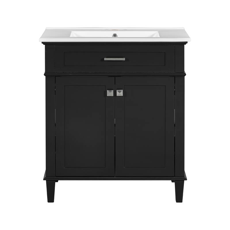 30-inch Bathroom Vanity With Ceramic Basin, Soft Close Door And Adjustable Shelves