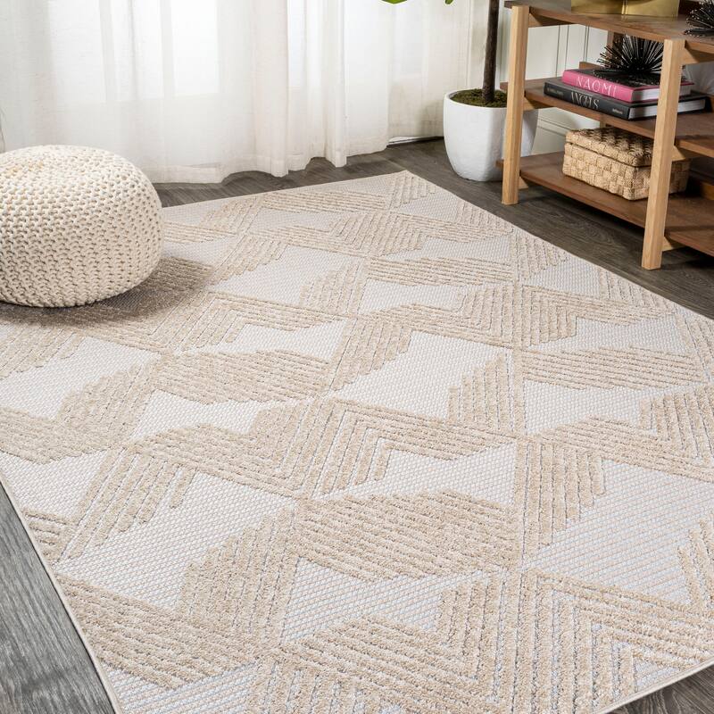 JONATHAN Y Sumak High-Low Pile Art Deco Geometric Indoor/Outdoor Area Rug