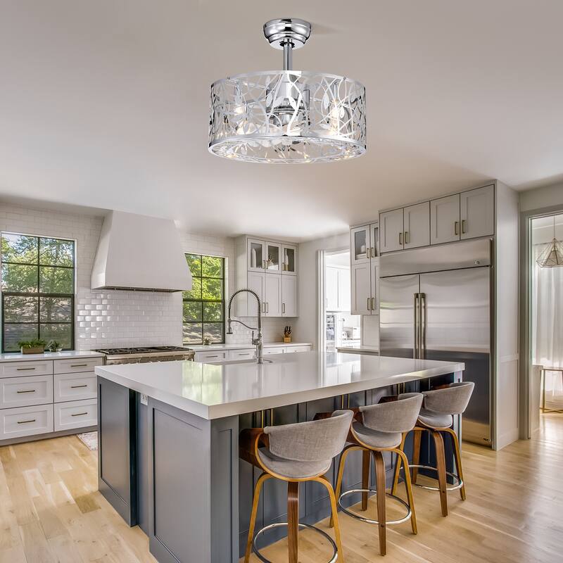 Cage Ceiling Fan Light with 5 Blades and Remote Control, 3 Speed Settings for Bedroom and Living Room