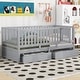 preview thumbnail 102 of 118, Wood Cribs Convertible Toddler Bed with Fence Guardrails and 2 Drawers Split into Independent Floor Bed and Daybed Slat Support