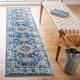 SAFAVIEH Madison Andra Boho Oriental Distressed Rug - 2' x 8' Runner - Dark Blue/Light Blue