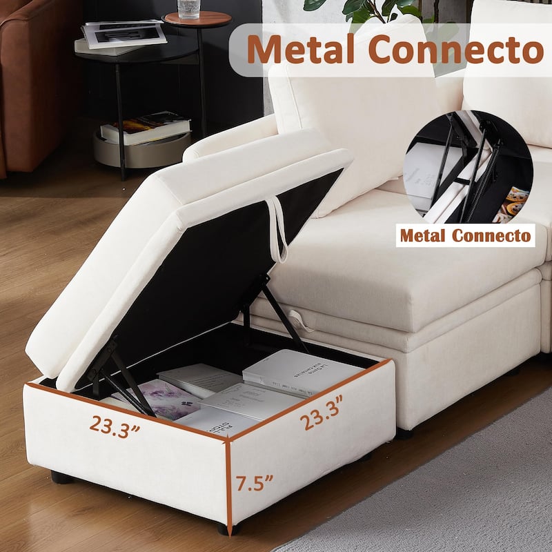 9 Seater Modular Sectional Sofa Couch with Underseat Storage