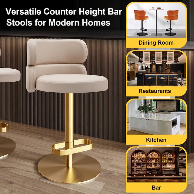 PU Modern Bar Stool Dining Chair Counter Chair with Swivel and Height Adjustment