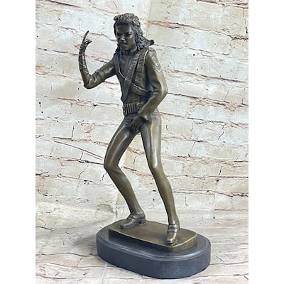Original Aldo Vitaleh Michael Jackson Bronze Sculpture Figurine Marble Base Deco