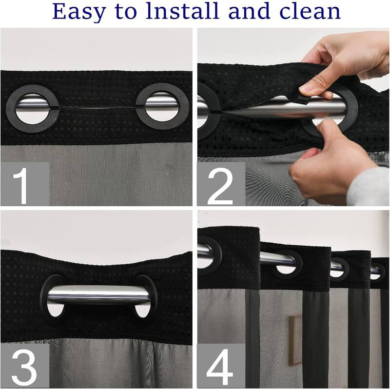 No Hooks Required Waffle Weave Shower Curtain with Snap in Liner-Hotel