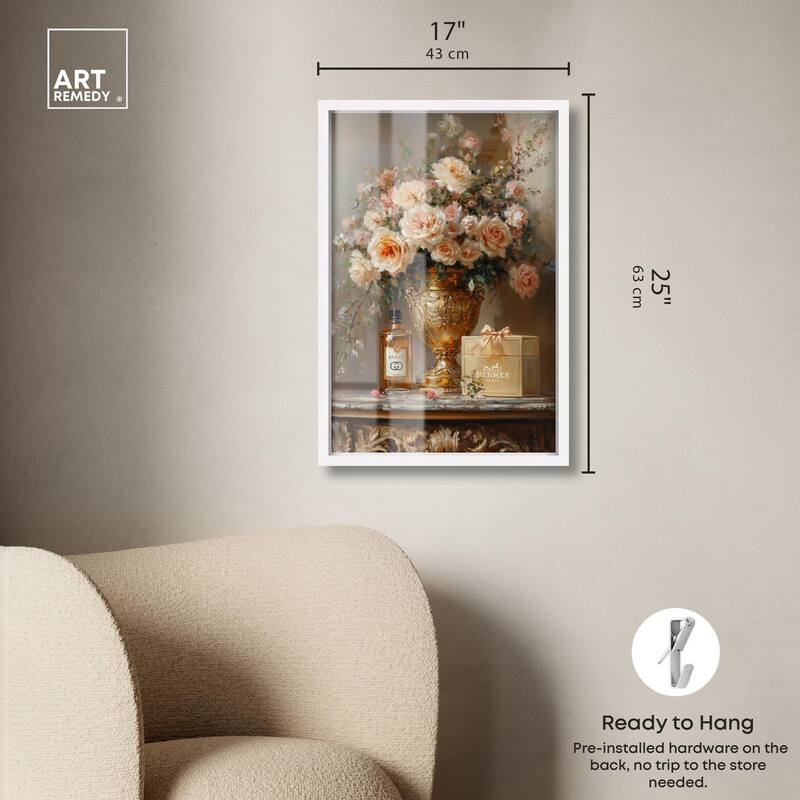 Classical Vase Tans and Floral Shadowbox by Art Remedy