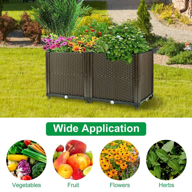 Elevated Plant Growth Box with Water Storage Tray for Indoor Outdoor Vegetable Gardening
