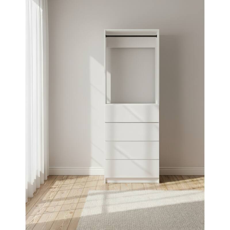 Prosper 32" White Wood Walk-in Closet with Two Rods - 31.4"W x 15.7"D x 83" H