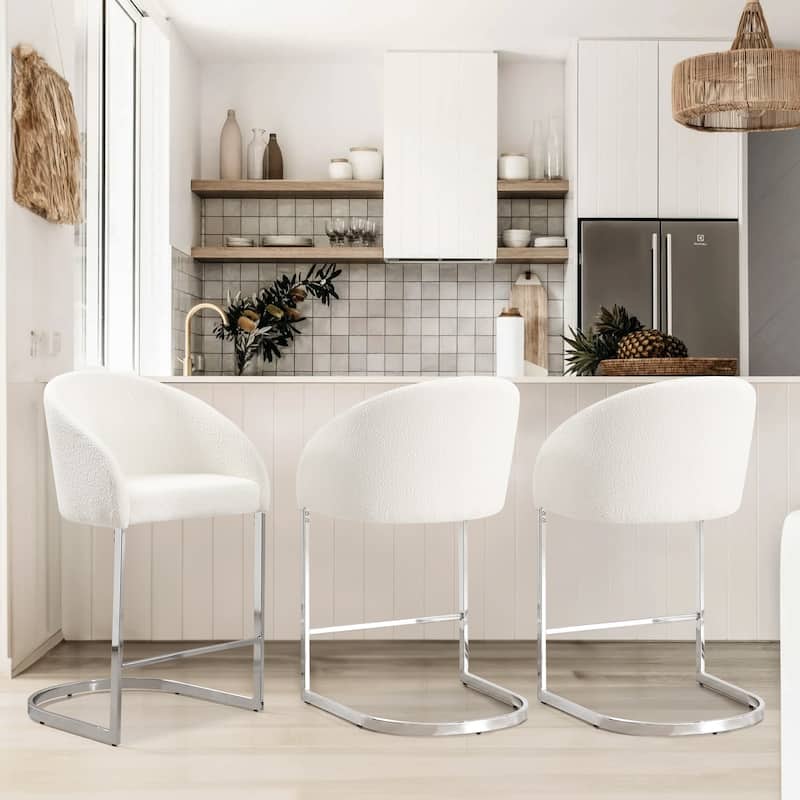 26" Fabric Upholstered Counter Height Bar Stools with Arms - 37" H x 22.4" W x 22" D