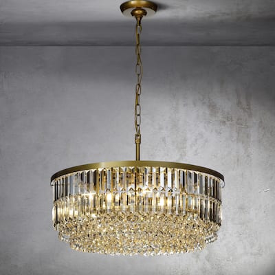CraftHome 5 Lights 24" Modern Glam Gold Round Crystal Chandelier