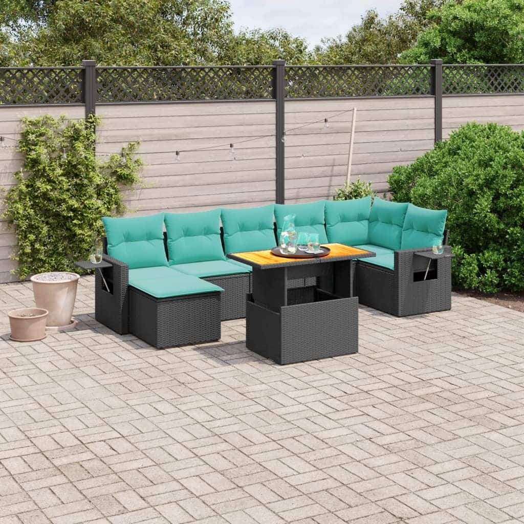 vidaXL Patio Sofa Set with Cushions Outdoor Furniture 8 Piece Poly Rattan - 24.4 x 24.4 x 27.2