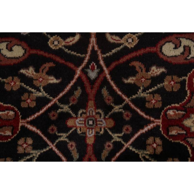 Black Agra Oriental Area Rug Handmade Wool Carpet - 6'1"x 9'2"