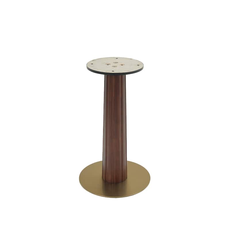 Modern Round Dining Table, 33.5" Tempered Glass Table with Wooden Leg & Gold Base, 2 - Person Kitchen Table for Small Space